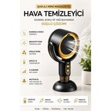 FaroxTech Şarjlı Mini Masaüstü Hava Temizleyici - Taşınabilir Negatif Iyon Hava Filtresi - Mutfak, Ofis ve Sigara Dumanı Giderici - Siyah - renk