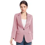 FARVALUE Kadın Bahar Günlük Blazers Uzun Kollu Çentik Yaka İş Ofis Cepli Sonbahar Blazer Ceketler, Pembe, XL