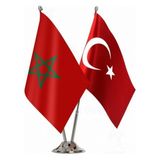 Fas ve Türkiye Ikili Masa Bayrağı Seti - Standart - Bayrak