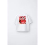 Fasardi Cars Arabalar Şimşek Mcqueen Ön Arka Baskılı Oversize %100 Pamuk Kısa Kol Unisex Çocuk Tişört - Beyaz - 6 - 7 Yaş