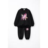 fasardi KPOP Demon Hunters Huntrix Rumi Mira Zoey Baskılı Oversize Şardonsuz Kız Çocuk Alt Üst Eşofman Takım