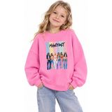 Fasardi Manifest Girls M6NIFESTGIRLS Baskılı Oversize Şardonsuz Uzun Kollu Kız Çocuk Sweatshirt - Pembe - 4 - 5 Yaş