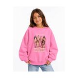 fasardi Manifest Girls M6nifestgirls Baskılı Oversize Şardonsuz Uzun Kollu Kız Çocuk Sweatshirt