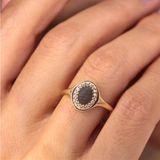 Fasek Gold 0.28 Ct Pırlanta (Signity) Taşlı Mühür Şovalye Yüzük-925 Ayar Mühür Hediye Gümüş Yüzük