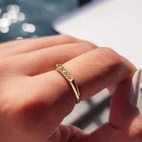Fasek Gold 14 Ayar 0.20 Ct Altın Yüzük Altın Sıra Taşlı Minimal Yüzük Eşe, Anneye, Sevgiliye