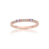 Fasek Gold 14 Ayar 0.25 Ct Baget Altın Yüzük Altın Baget Sıralı Ametist Taşlı Kadın Yüzük Sevgiliye