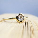 Fasek Gold 14 Ayar 0.35 Ct Tektaş Altın Yüzük Altın Swarovski Taşlı Minimal Tek Taş Evlilik Teklifi Yüzüğü