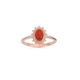 Fasek Gold 14 Ayar Altın Akik Taşlı Minimal Tek Taş Yüzük, 13, ANK1037A0, Pembe, Kadın