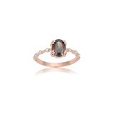 Fasek Gold 14 Ayar Altın Oval Smoky Quartz Taşlı Evlilik Teklifi Yüzüğü, 18, ANK1076A0, Pembe, Kadın