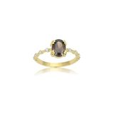 Fasek Gold 14 Ayar Altın Oval Smoky Quartz Taşlı Evlilik Teklifi Yüzüğü, 8, ANK1076A0, Sarı, Kadın