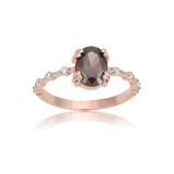 Fasek Gold 14 Ayar Evlilik Teklifi Yüzüğü Altın Oval Smoky Quartz Taşlı Evlilik Teklifi Yüzüğü Eşe Sevgili