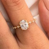 Fasek Gold 14 Ayar Oval Altın Yüzük Fantazi Evlilik Teklifi Yüzüğü , Doğum Günü, Anneler Günü