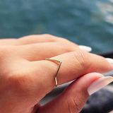 Fasek Gold 14 Ayar Taşsız Altın Yüzük Altın V Model Taşsız Minimal Eklem Yüzüğü Altın Yüzük