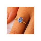 Fasek Gold 925 Ayar Gümüş London Blue Topaz Tektaş Yüzük, 10, HNKYUZ2866, Sarı, Kadın