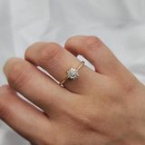 Fasek Gold 925 Ayar Gümüş Yüzük Zirkon Beyaz Taşlı Gül Evlilik Teklifi Yüzüğü Kadın Gümüş Yüzük