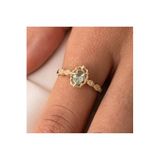 Fasek Gold Altın Yüzük Green Topaz Taşlı Gelin Başı Tektaş, 10, HNKYUZ3168, Sarı, Kadın