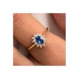 Fasek Gold Altın Yüzük Safir Topaz Pırlanta, 10, HNKYUZ3140, Sarı, Kadın