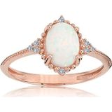 Fasek Gold Beyaz Oval Taşlı Prenses Gümüş Yüzük-Opal Taşlı Prenses Tasarım Yüzük-Hediye Gümüş Yüzük
