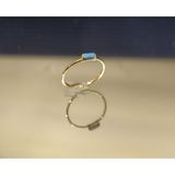 Fasek Gold Gümüş Firuze(Turquaz) Baget Tek Taş Yüzük-Minimal Eklem Yüzügü