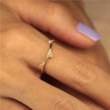 Fasek Gold Gümüş Yüzük - Gül Dalı 0.25Ct Pırlanta Swarovski Taşlı Eklem Yüzüğü - Hediyelik 925 Ayar Gümüş Yüzük