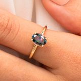 Fasek Gold Gümüş Yüzük - Nikola 1.50 CT Mistik Topaz Tektaş 925 Ayar Gümüş Evlilik Teklifi Yüzüğü-Hediyelik