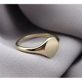 Fasek Gold Gümüş Yüzük - Oval Mühür Yüzük 925 Ayar Gümüş Yüzük-Kişiselleştirilebilir Harf Yazılabilir Yüzük