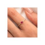 Fasek Gold Gümüş Yüzük Ruby Taşlı Minimal Tasarım, 18, HNKYUZ3279, Sarı, Kadın