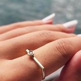Fasek Gold Gümüş Yüzük - Ufuk Çizgisi Şans Totemi İnce Minimal 0,20 Karat Zultanit Taşlı 925 Ayar Gümüş Yüzük
