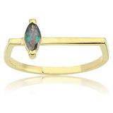 Fasek Gold Gümüş Yüzük - Ufuk Çizgisi Şans Totemi İnce Minimal Tasarım 0.20 CT Ametist Taşlı Gümüş Yüzük