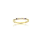 Fasek Gold Taşlı Baget Amatist Gümüş Yüzük, 18, ANKG777A0, Sarı, Kadın