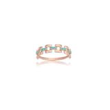 Fasek Gold Taşlı Kare Zincir Firuze Taşlı 925 Ayar Gümüş Yüzük, 11, ANKG1063A0G, Pembe, Kadın