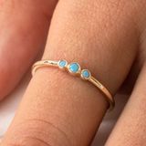 Fasek Gold Tria Firuze Evlilik Teklifi Modern-Minimal Tarz Tasarım Hediye-925 Ayar Gündelik Estetik Gümüş Yüzük