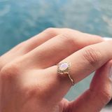 Fasek Gold Vintage Pembe Quarz Gümüş Evlilik Teklifi Hediye 925 Ayar Gümüş Yüzük