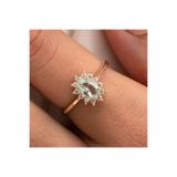 FasekGold 1.05 Karat Green Topaz Taşlı 0.30 Karat Pırlanta(signty)taşlı Vintage Tasarım 925 Ayar Gümüş Yüzük