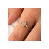 FasekGold Gümüş Yüzük - 0.50 Karat Pembe Kuvars Taşlı Modern 925 Ayar Gümüş Evlilik Teklifi Yüzüğü