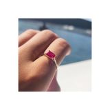FasekGold Gümüş Yüzük - 1.10 Karat Ruby Taşlı Octagon Pırlanta Montörü 925 Ayar Gümüş Evlilik Teklifi Yüzüğü