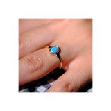 FasekGold Gümüş Yüzük - Firuze Taşlı Tektaş Evlilik Teklifi Yüzüğü-0.90Karat Kristal Opal 925 Ayar Gümüş Yüzük