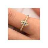 FasekGold Gümüş Yüzük - Green Topaz Taşlı Gelin Başı Tektaş 925 Ayar Gümüş Evlilik Teklifi Yüzüğü