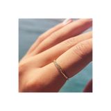 FasekGold Gümüş Yüzük - Minimal Badem Sıra Taşlı 925 Ayar Gümüş Alyans