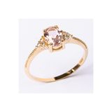 FasekGold Oval Kesim Pembe Safir Yan Zirkon Taşlı Tektaş Modern 925 Ayar Gümüş Kadın Yüzük Günlük-Hediyelik