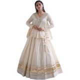 FASHION BAZAR 365 Geleneksel düğün için kadın lehenga choli seti Zari ve Ayna işi ile Fantezi Pamuk 23996, Beyaz, ^