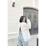 Fashion Cocktail Arka Sırt Boydan Fermuarlı Elbise Görünümlü Salaş Logolu Sweat - 38 - Ekru
