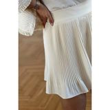 Fashion Cocktail Astarı Şortlu Pileli Pliseli Beli Lastikli Ofis Günlük Gecelik Mini Dalgalı Hareketli Şort Etek - Beyaz - 36