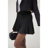 Fashion Cocktail Astarı Şortlu Pileli Pliseli Beli Lastikli Ofis Günlük Gecelik Mini Dalgalı Hareketli Şort Etek - Siyah - 36