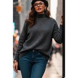 Fashion Cocktail Balıkçı Boğazlı Yaka Likralı Esnek Kombin Tiftik Tüylü Kışlık Sıcacık Kadın Kazak - Standart - Antrasit