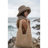 Fashion Cocktail Çift Kalın Askılı Astarlı Yumuşak Soft Örgü Örme Plaj Sahil Deniz Omuz Çantası - Camel