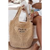 Fashion Cocktail Çift Kalın Askılı Paris Milano Astarlı Fermuarlı Iç Cepli Yazlık Tatil Plaj Büyük Boy Hasır Çanta - Camel