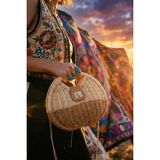 Fashion Cocktail Katı Sert Hasır Kilitli Omuz Askılı Yazlık Doğal Kadın Çanta - Camel
