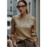 Fashion Cocktail Varak Altın Dore Kumaşlı Yuvarlak Yaka Ofis Gece Davet Likralı Fitilli Kollukazak - 38
