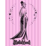 FASHION DESIGN SKETCHBOOK: Beautifully sketched female figure on a soft pink vertically striped backdrop. Large Sketch Pad for drawing, sketching, ... Fashion Sketchbook. Art Sketchbook for school